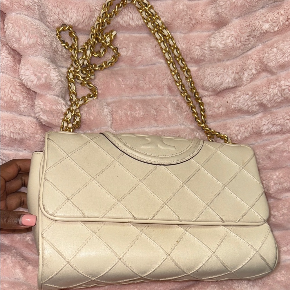 Tory Burch Fleming Soft Leather Convertible Shoulder Bag - New Cream